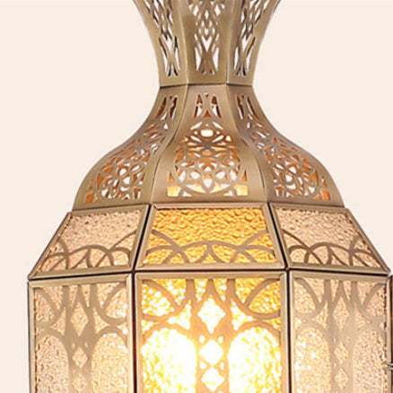 Hollow Antique Brass Glass Floor Lamp