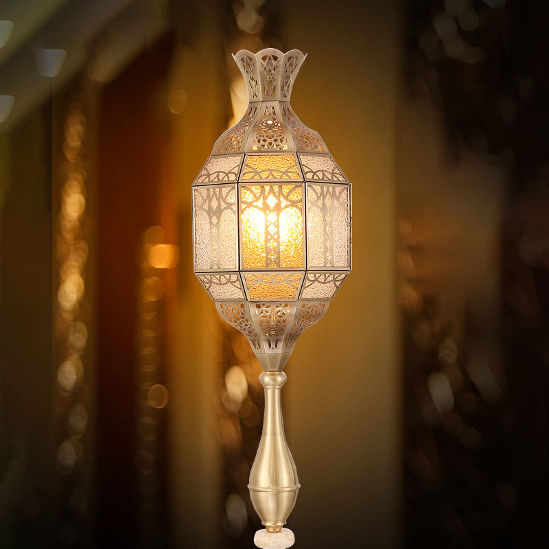 Hollow Antique Brass Glass Floor Lamp