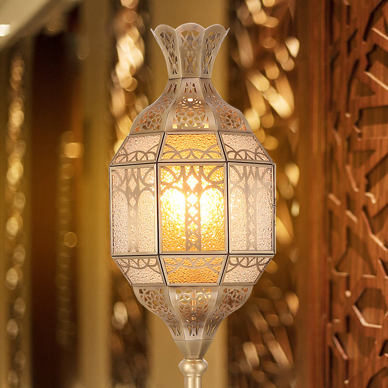 Hollow Antique Brass Glass Floor Lamp