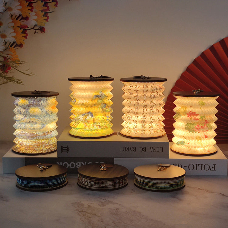 Foldable Paper Lotus Printed Table Lamp