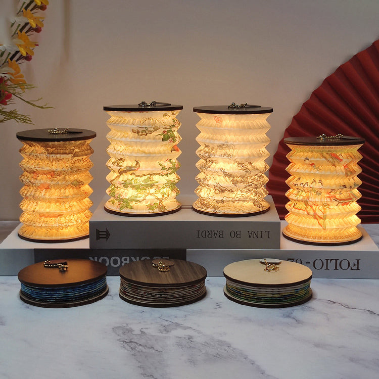 Foldable Paper Lotus Printed Table Lamp