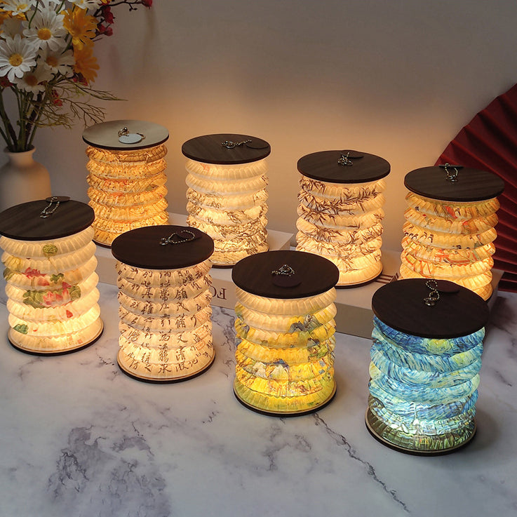 Foldable Paper Lotus Printed Table Lamp