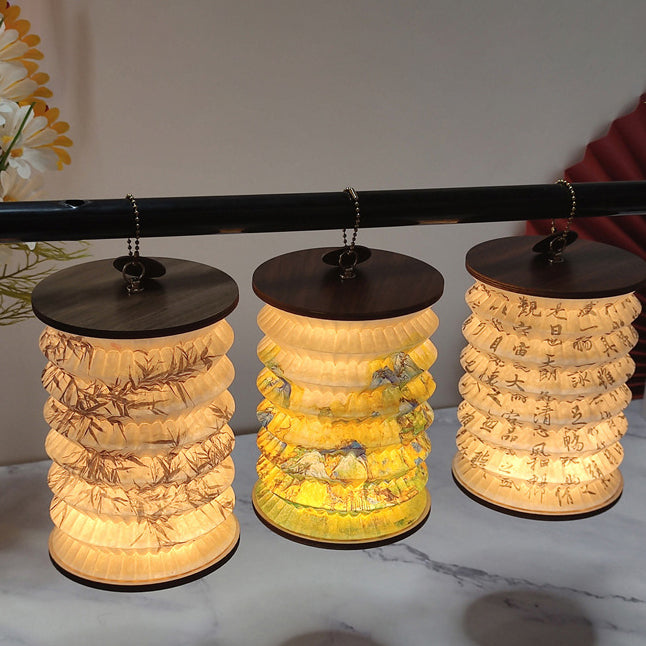 Foldable Paper Lotus Printed Table Lamp