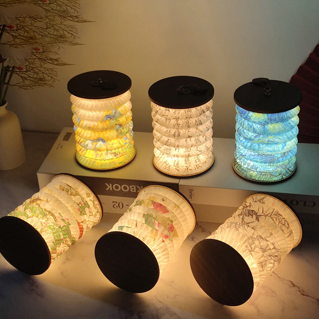 Foldable Paper Lotus Printed Table Lamp