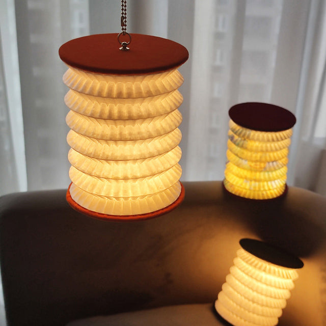 Foldable Paper Lotus Printed Table Lamp