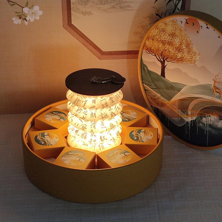 Foldable Paper Lotus Printed Table Lamp