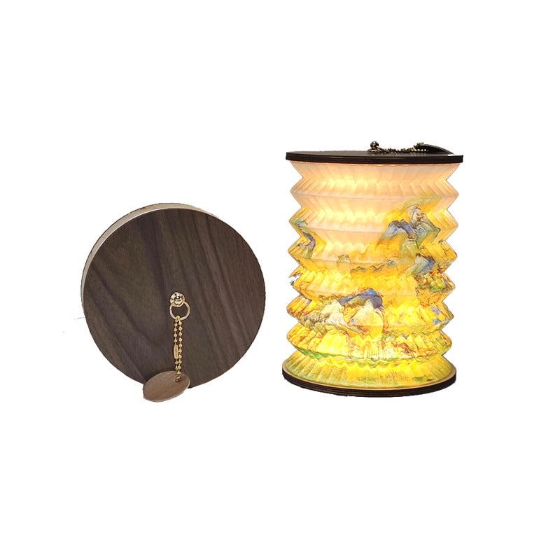 Foldable Paper Lotus Printed Table Lamp