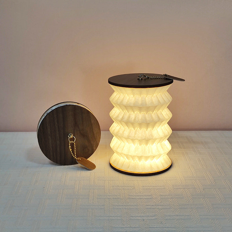 Foldable Paper Lotus Printed Table Lamp