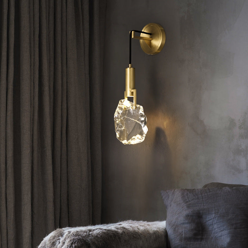 Full Copper Crystal Stone Wall Lamp