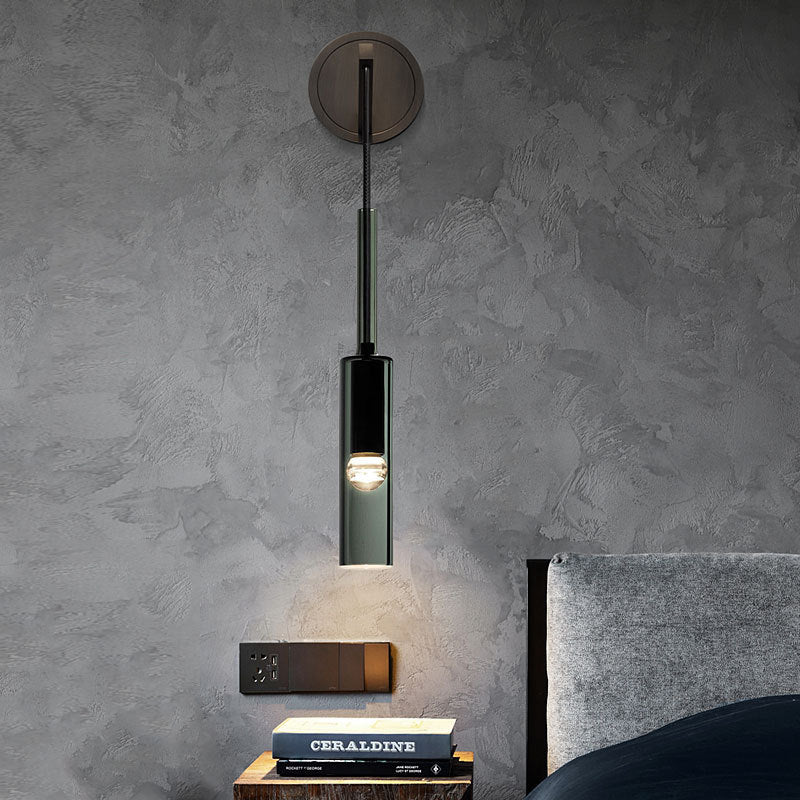 Full Copper Crystal Cylinder Wall Lamp