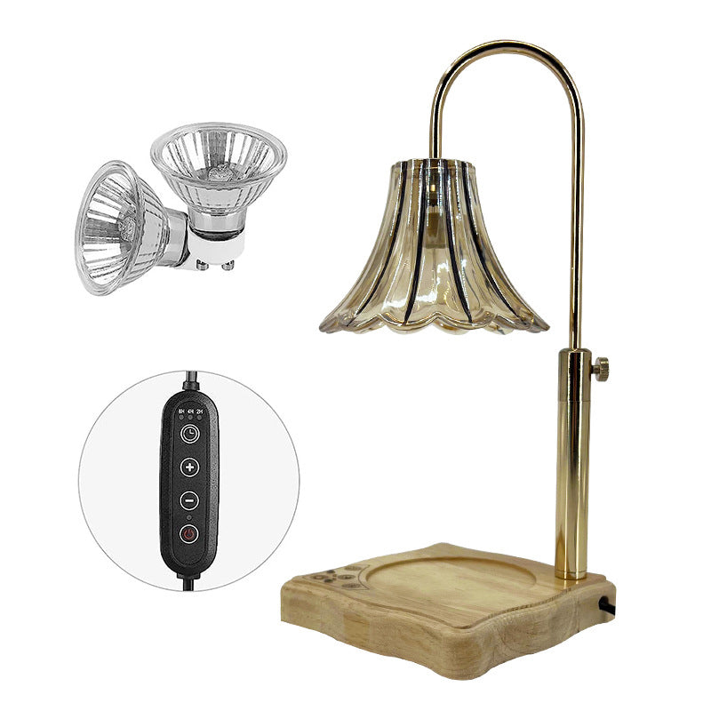 Morning Glory Glass Wood Table Lamp