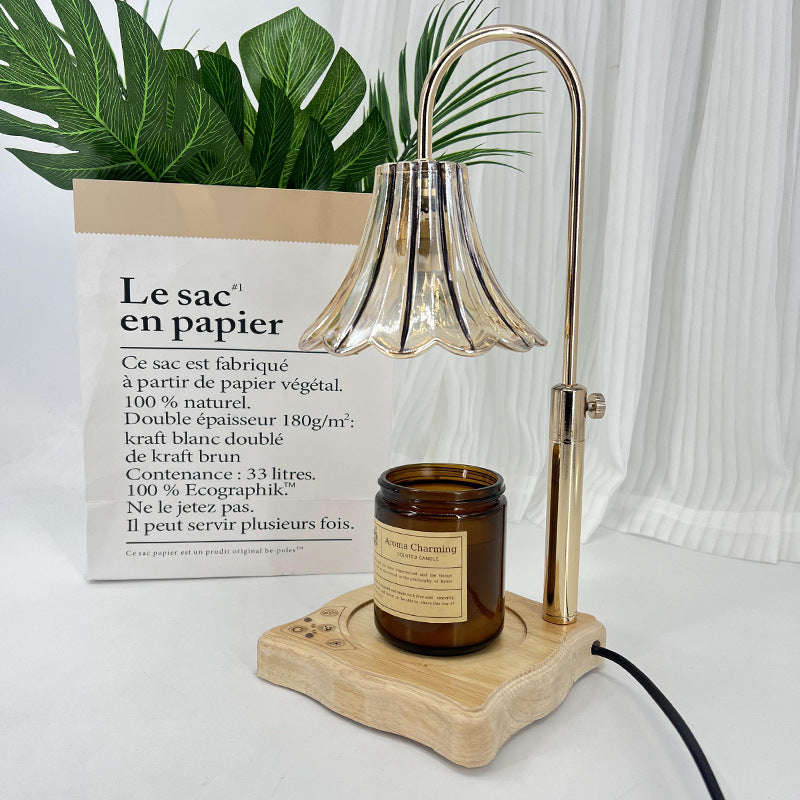 Morning Glory Glass Wood Table Lamp