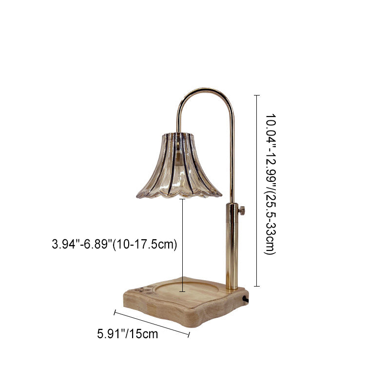 Morning Glory Glass Wood Table Lamp