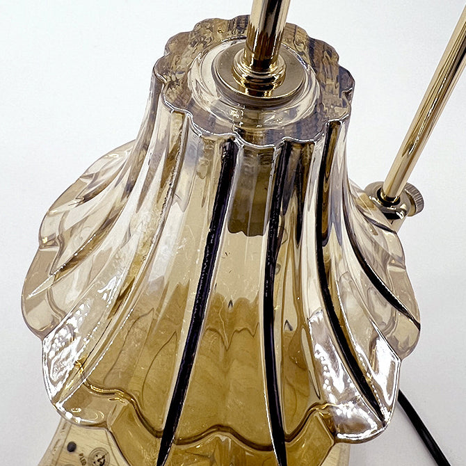 Morning Glory Glass Wood Table Lamp