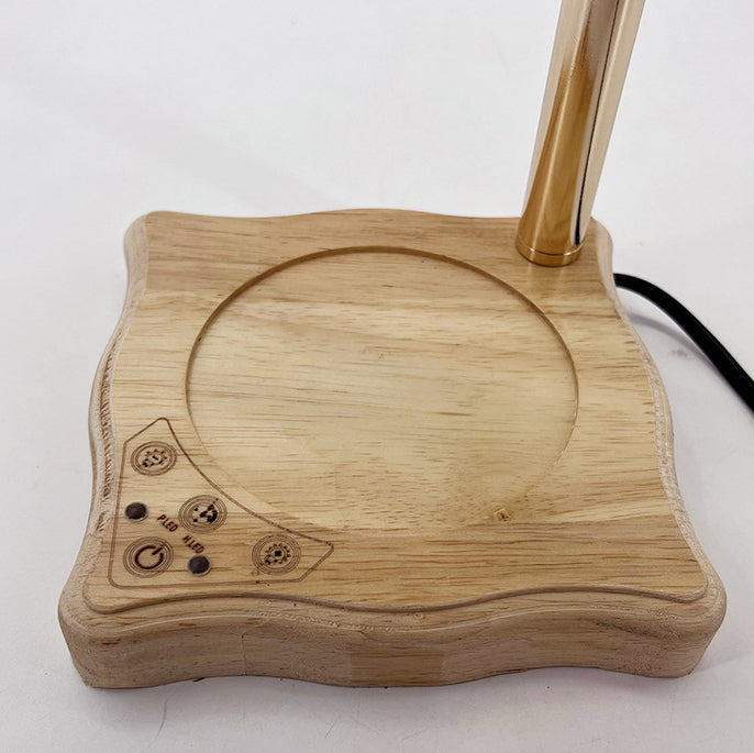 Morning Glory Glass Wood Table Lamp