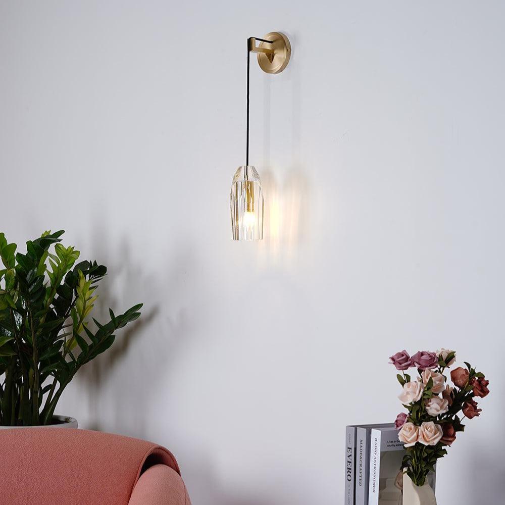 Dazzling Crystal Stone Copper Wall Lamp