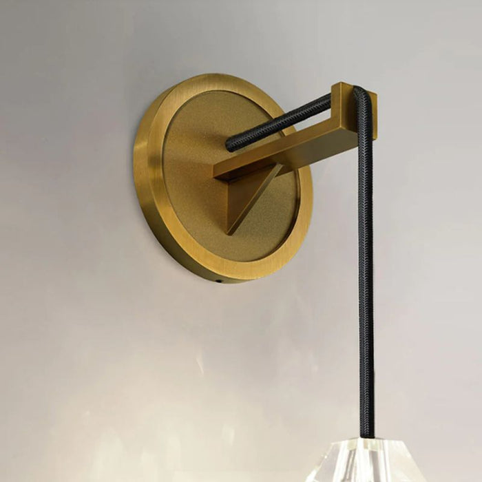 Dazzling Crystal Stone Copper Wall Lamp