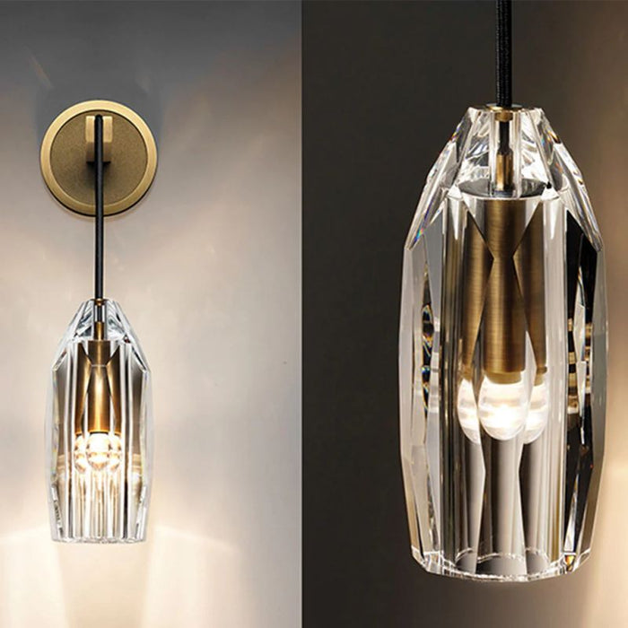 Dazzling Crystal Stone Copper Wall Lamp