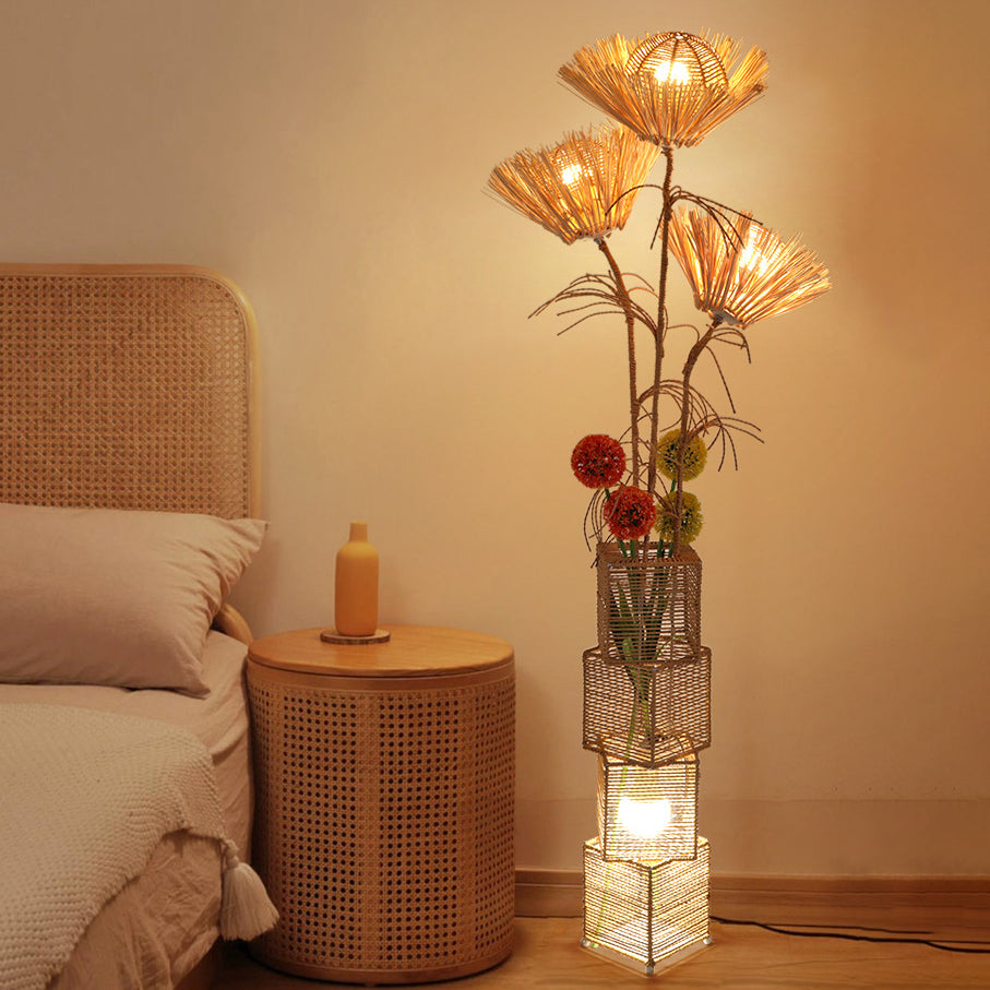 Plant Decoration Rattan Weaving Floor Lamp