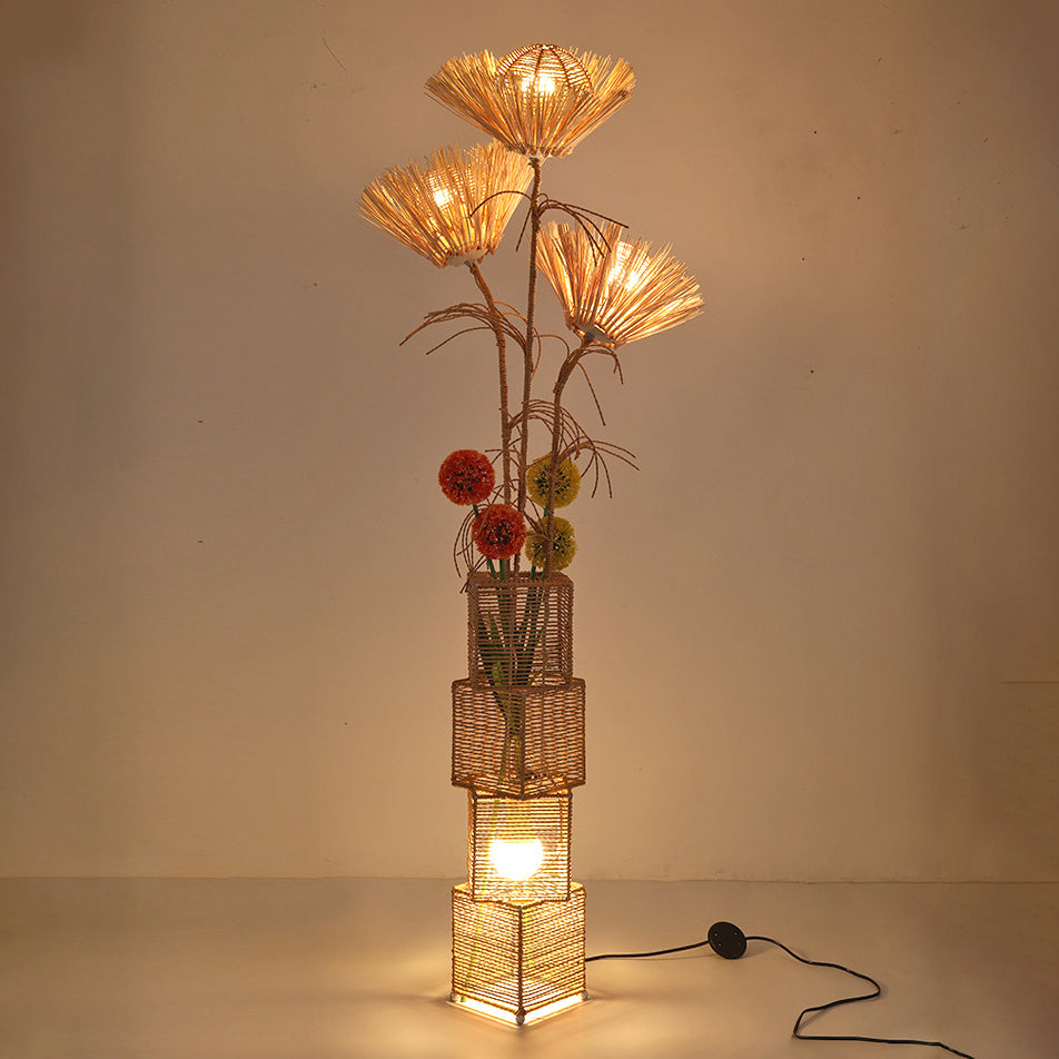 Plant Decoration Rattan Weaving Floor Lamp