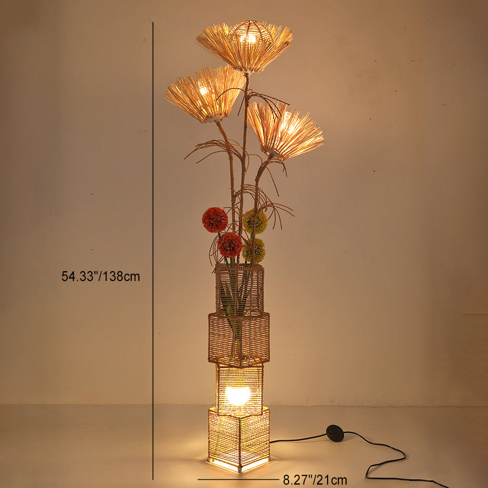 Plant Decoration Rattan Weaving Floor Lamp