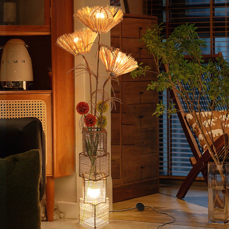 Plant Decoration Rattan Weaving Floor Lamp