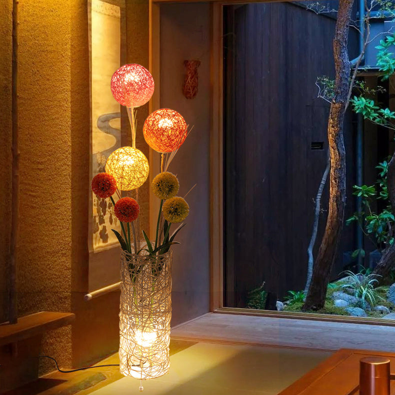 Plant Decoration Rattan Weaving Floor Lamp