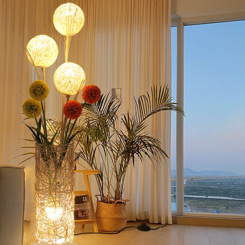 Plant Decoration Rattan Weaving Floor Lamp