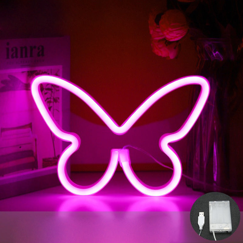 Butterfly Neon Bedroom Table Lamp