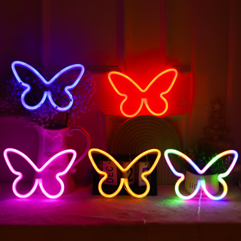 Butterfly Neon Bedroom Table Lamp