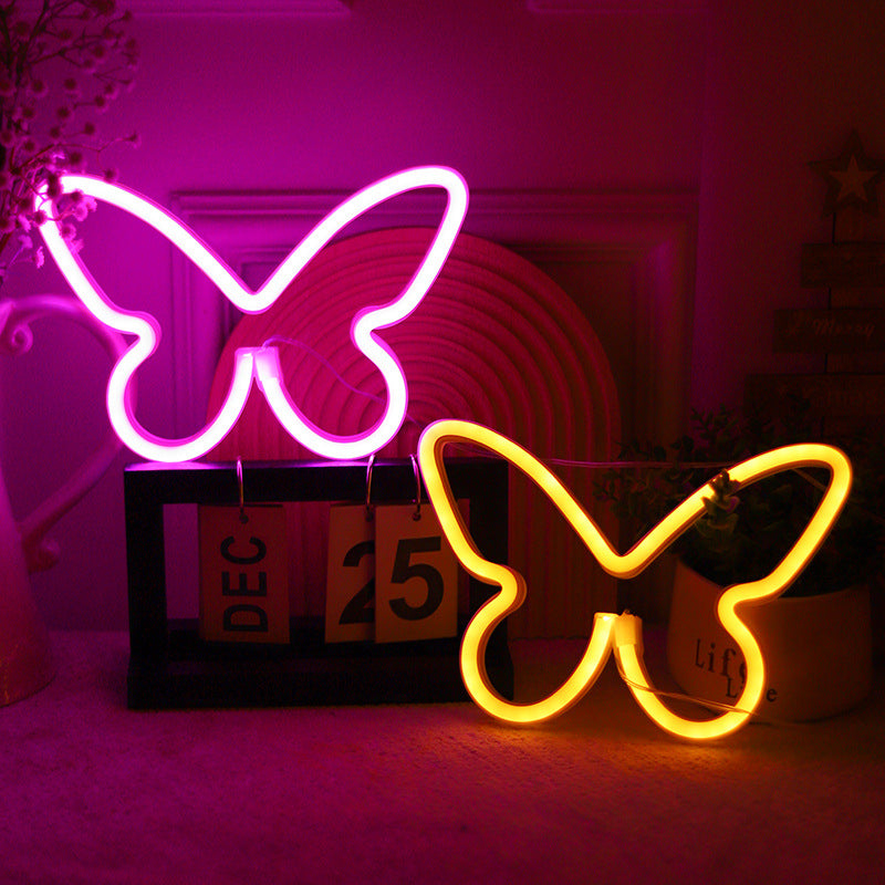 Butterfly Neon Bedroom Table Lamp