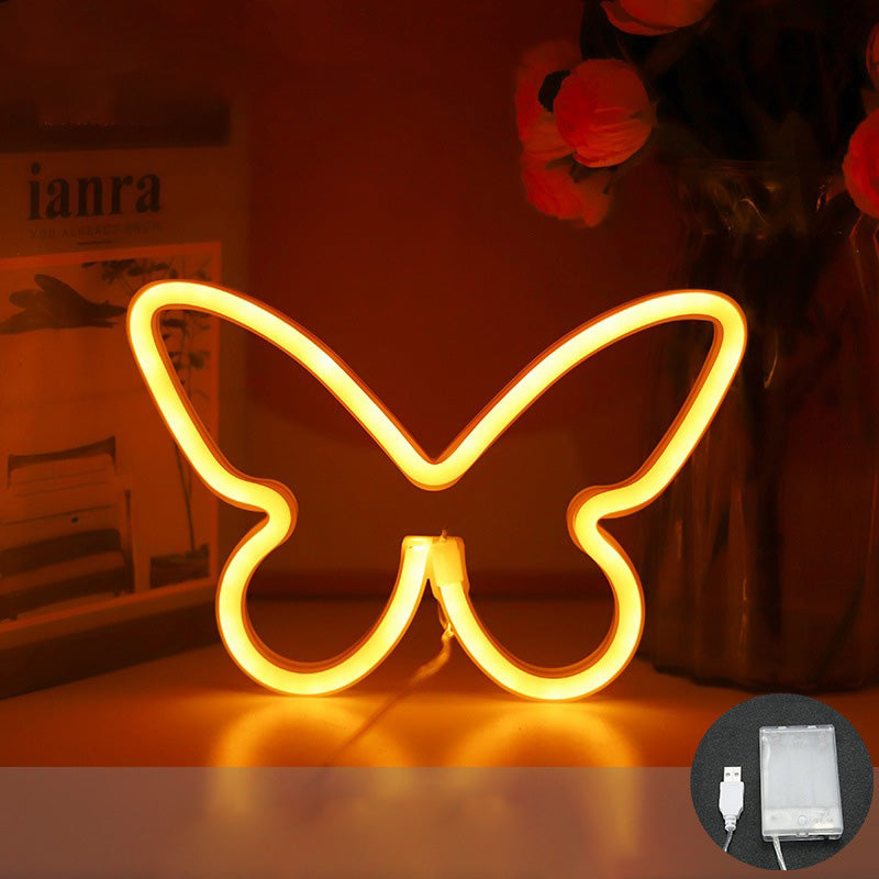 Butterfly Neon Bedroom Table Lamp