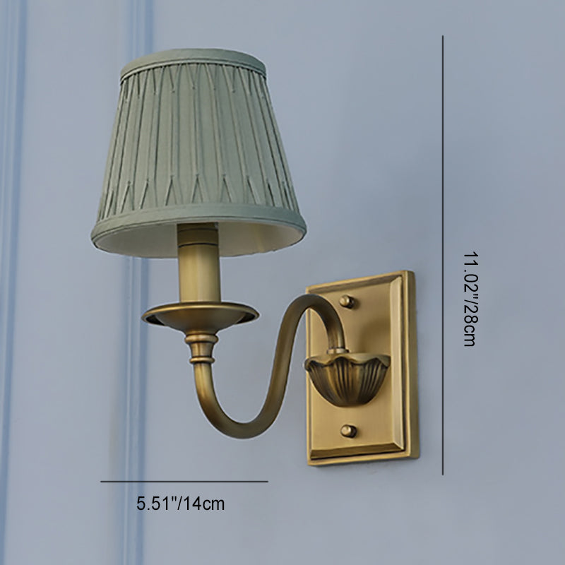 Full Copper Pleated Fabric Wall Lamp
