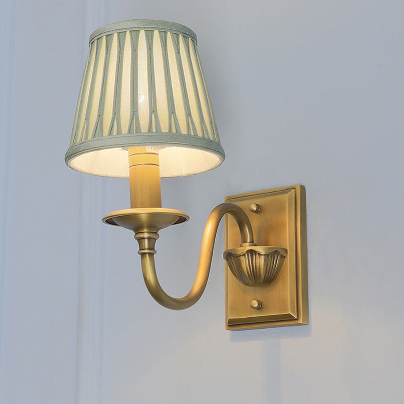 Full Copper Pleated Fabric Wall Lamp