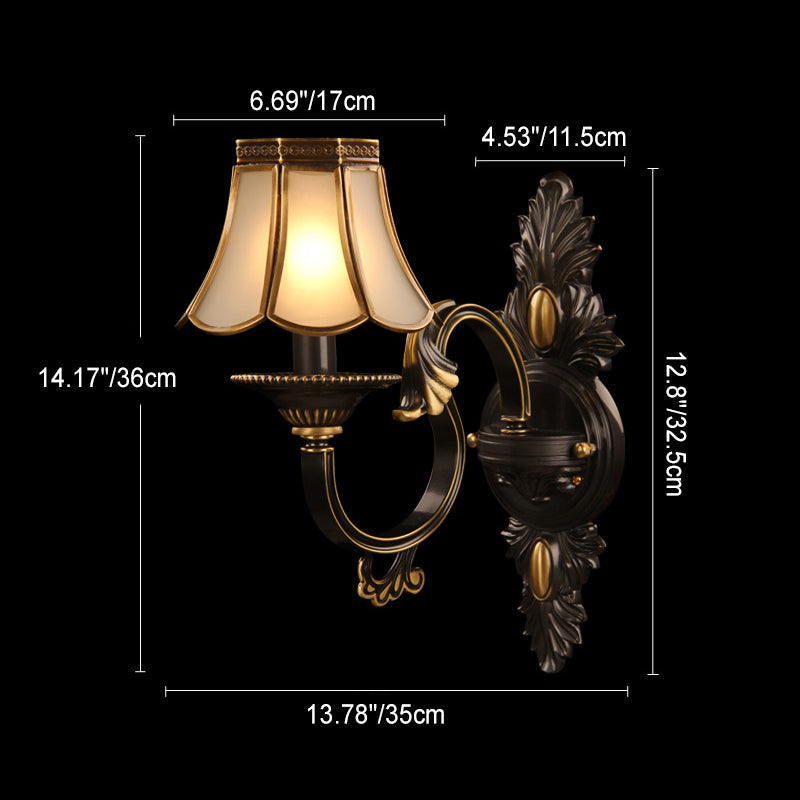 Full Copper Frame Glass Wall Lamp