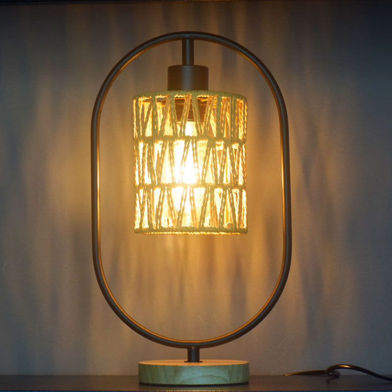 Hemp Rope Weaving Cage Table Lamp