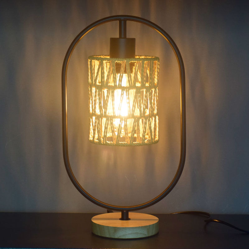Hemp Rope Weaving Cage Table Lamp