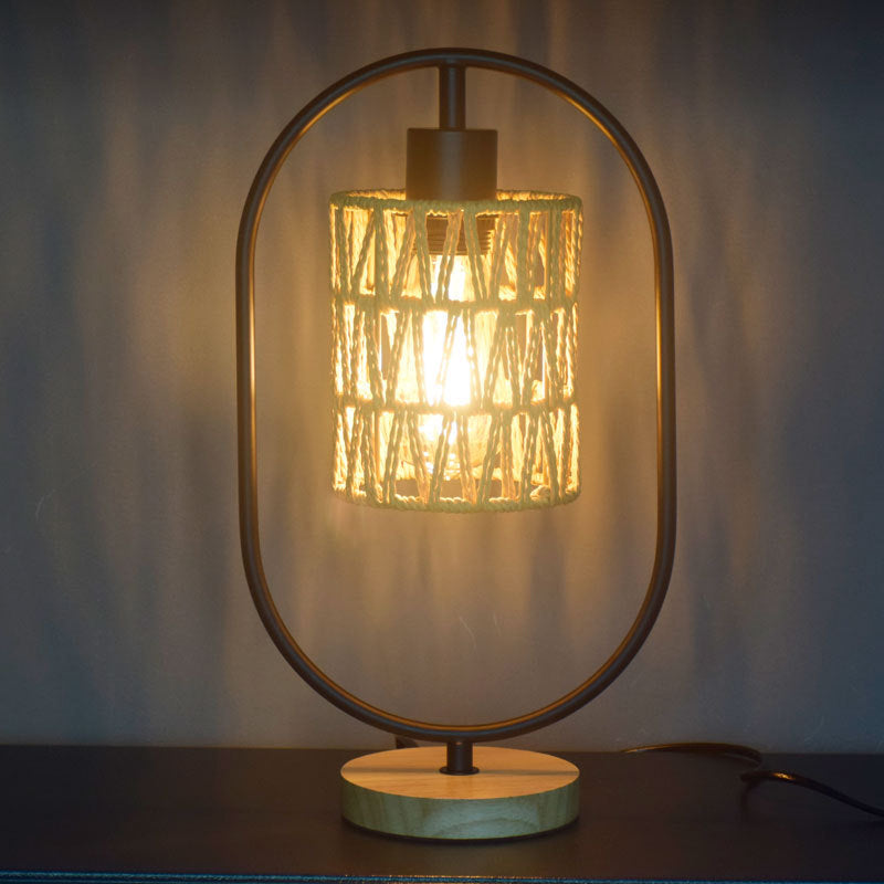 Hemp Rope Weaving Cage Table Lamp