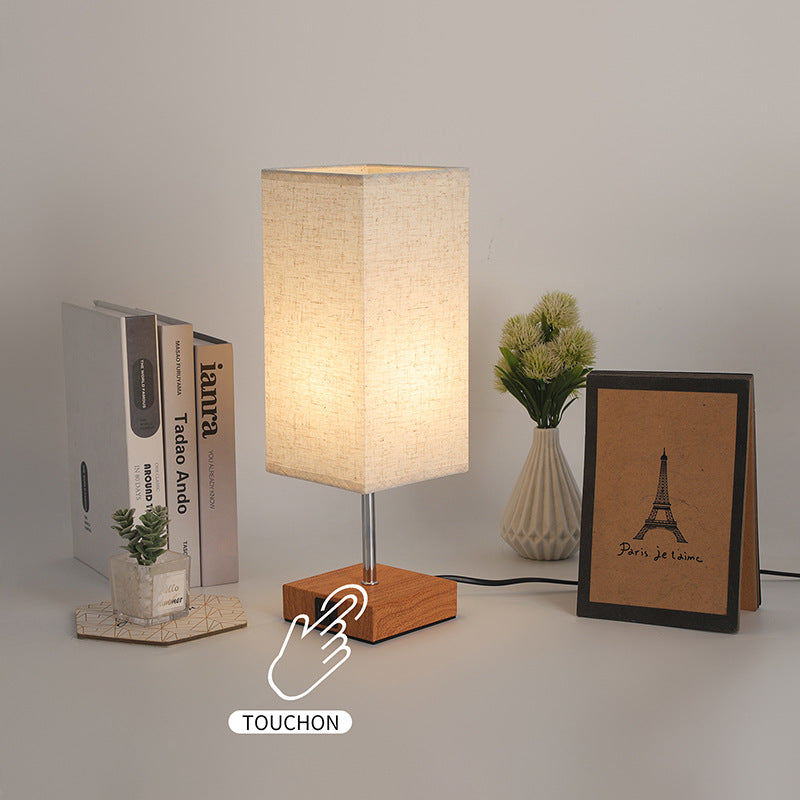 Fabric Cuboid Hardware Bedroom Table Lamp