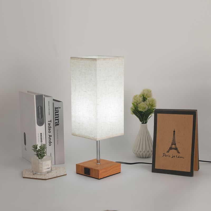 Fabric Cuboid Hardware Bedroom Table Lamp