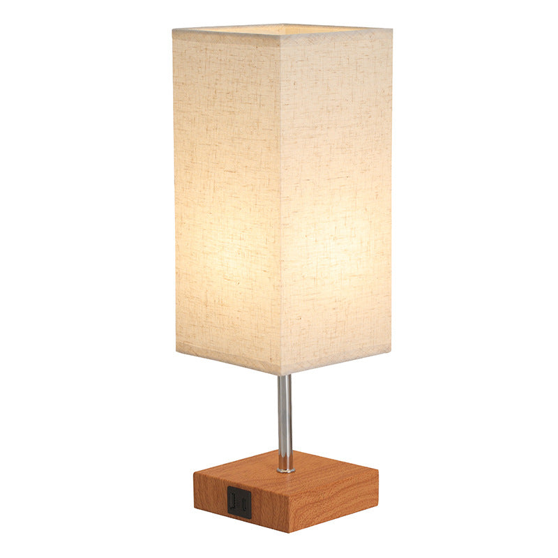 Fabric Cuboid Hardware Bedroom Table Lamp