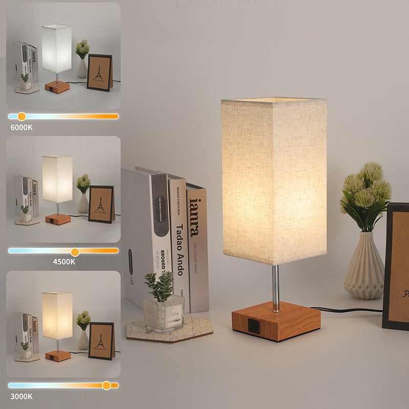 Fabric Cuboid Hardware Bedroom Table Lamp