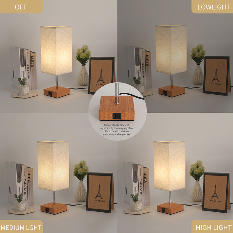 Fabric Cuboid Hardware Bedroom Table Lamp