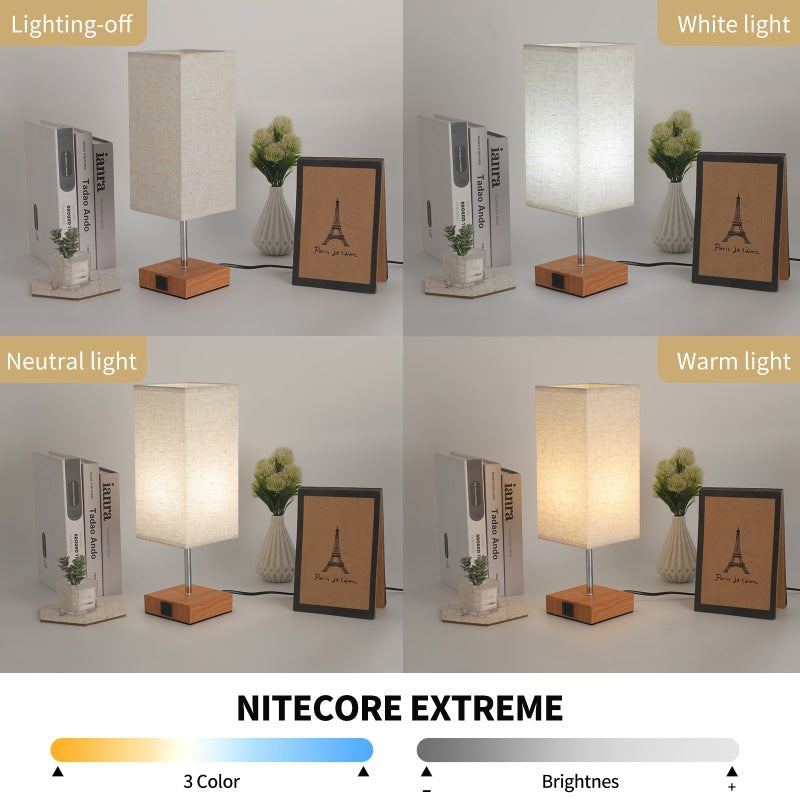 Fabric Cuboid Hardware Bedroom Table Lamp