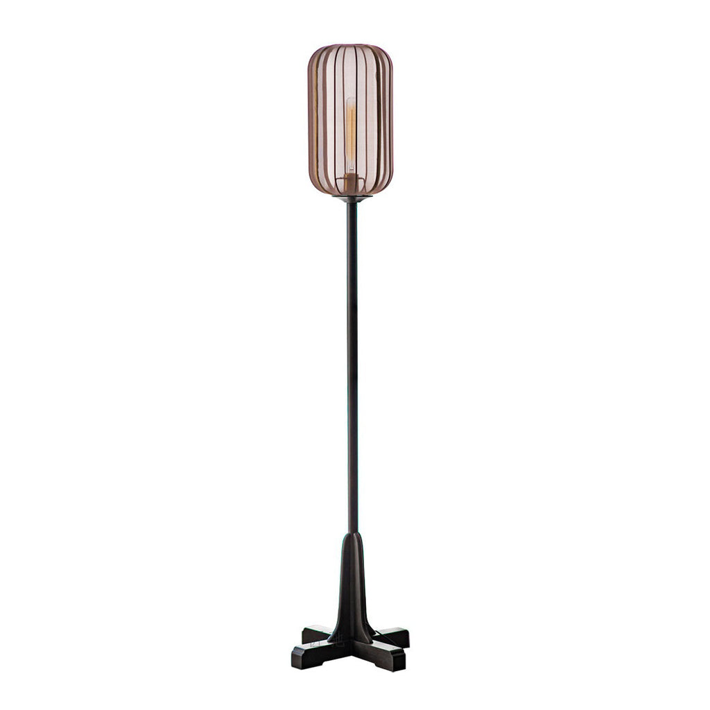 Silk Fabric Cylinder Wood Floor Lamp