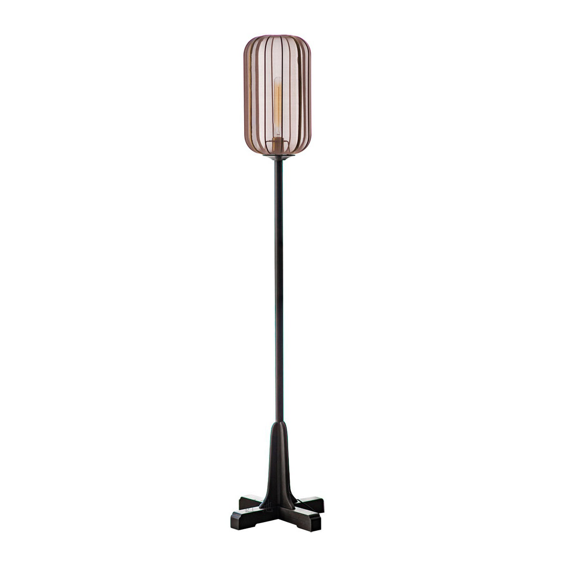 Silk Fabric Cylinder Wood Floor Lamp