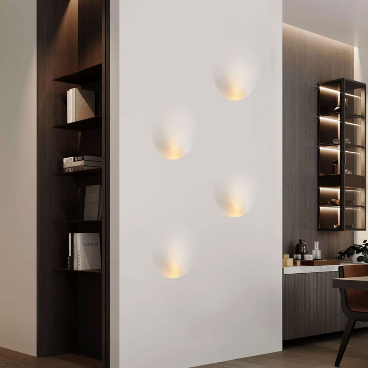 Recessed Plaster Round Living Wall Lamp