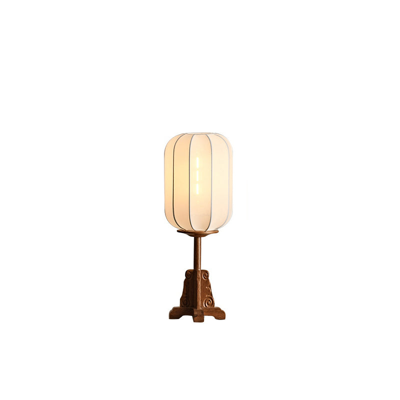Fabric Cylinder Wood Bedroom Table Lamp