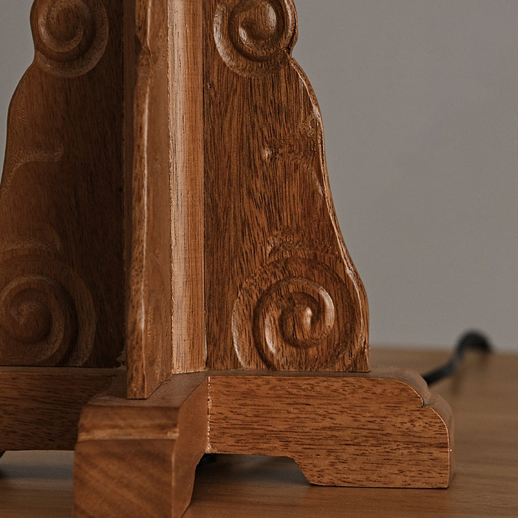 Fabric Cylinder Wood Bedroom Table Lamp