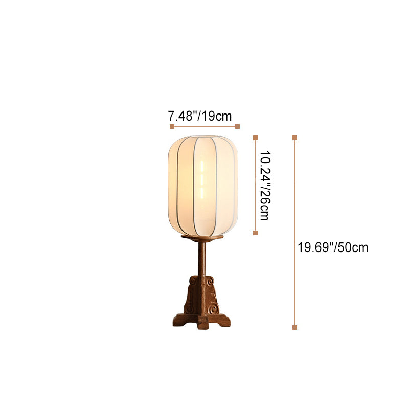 Fabric Cylinder Wood Bedroom Table Lamp